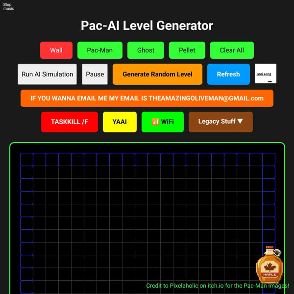 (button simulator version) Pac-AI Level Generator & Simulator