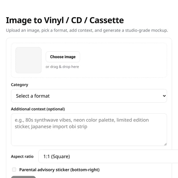 Image to Vinyl/CD/Cassette Generator