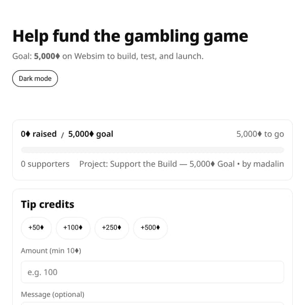 Support the Build — 5,000♦ Goal