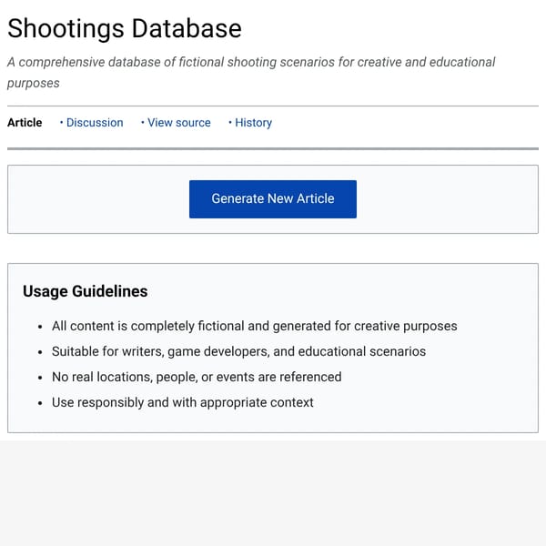 Shootings Database: fictional shooting generator