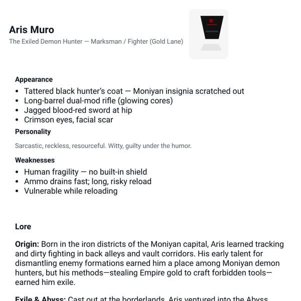 Aris Muro — Hero Info