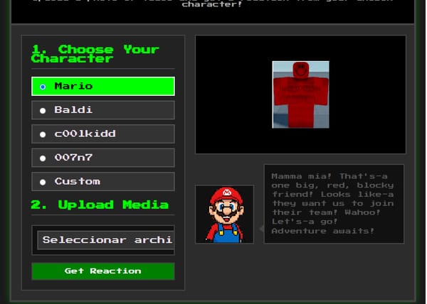Custom character reacts