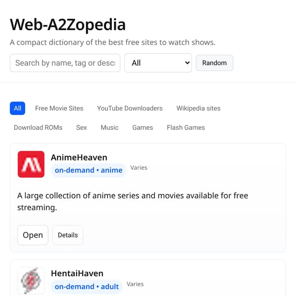 Web-A2Zopedia —a wiki of sites.