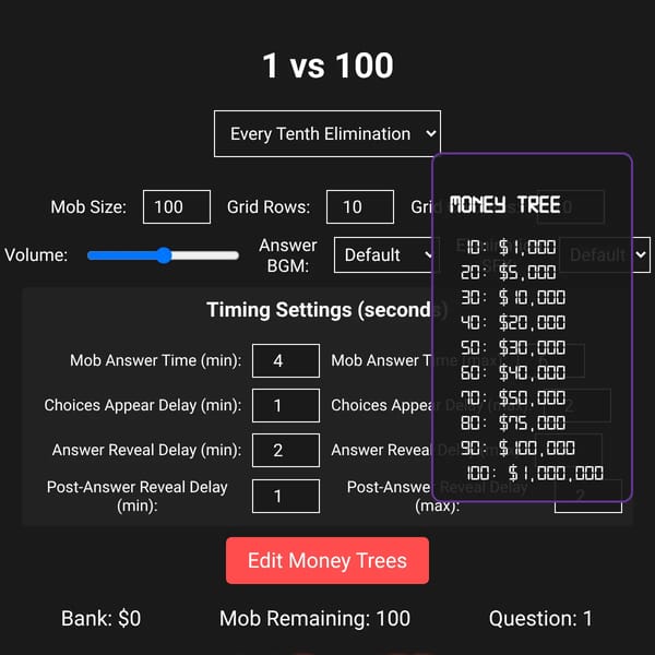 1 vs 100 - Game Show Sandbox