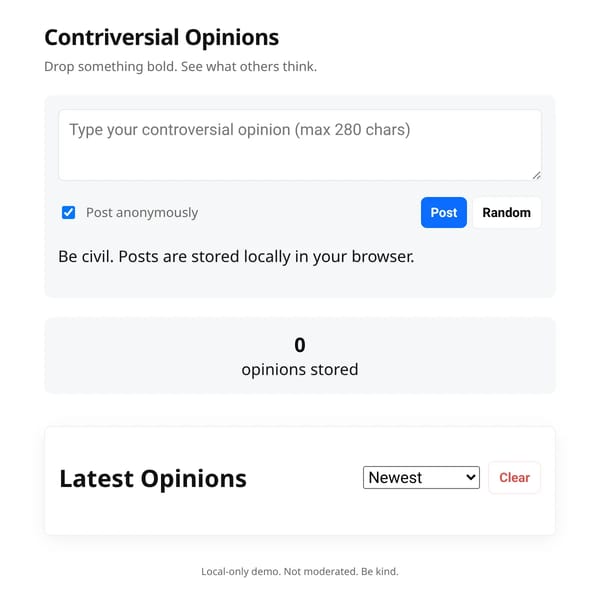 Contriversial Opinions