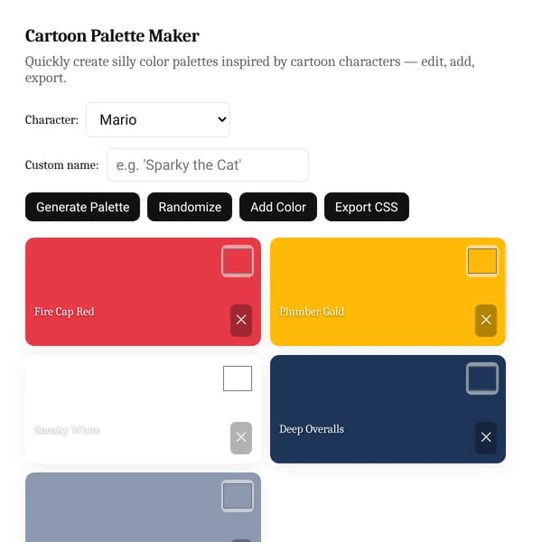 Cartoon Palette Maker