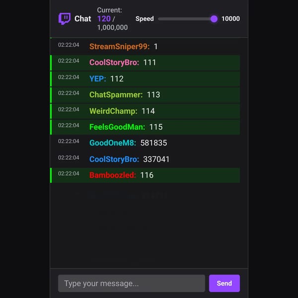 Twitch Chat Counts to 1,000,000