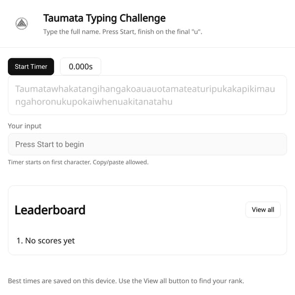 Taumata Typing Challenge
