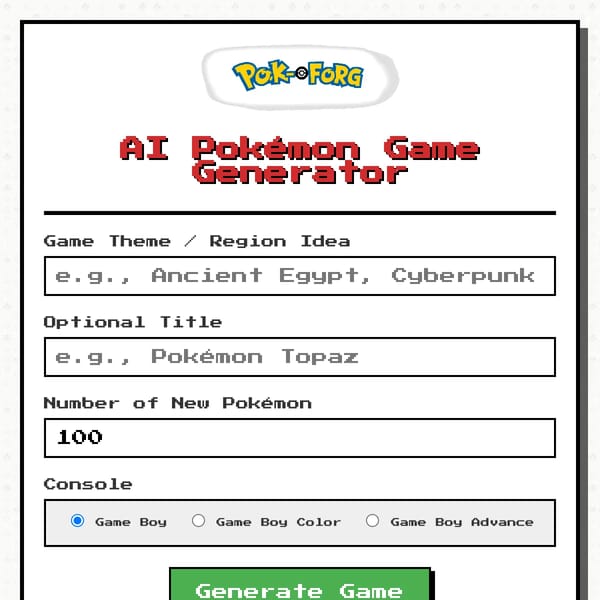 AI Pokémon Game Generator