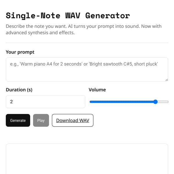 AI Single-Note WAV Generator