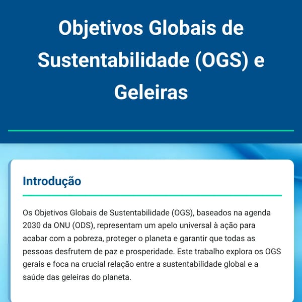 Trabalho Escolar: OGS Gerais e Geleiras
