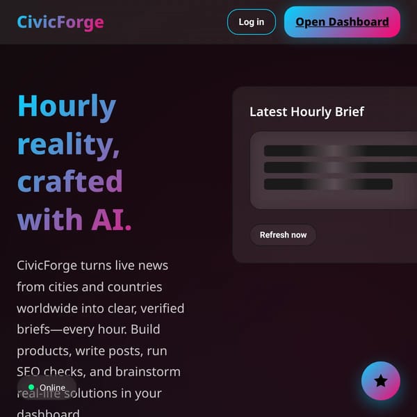 CivicForge — Real-time City News + AI Studio