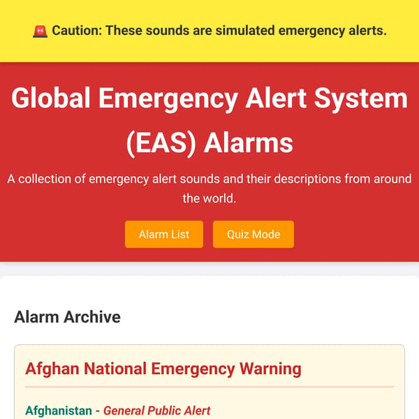 Global Emergency Alert System (EAS) Alarms