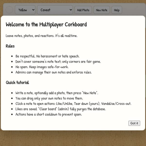 Multiplayer Corkboard