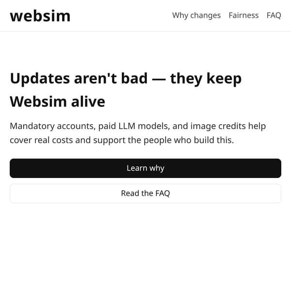 Why Websim’s updates are okay