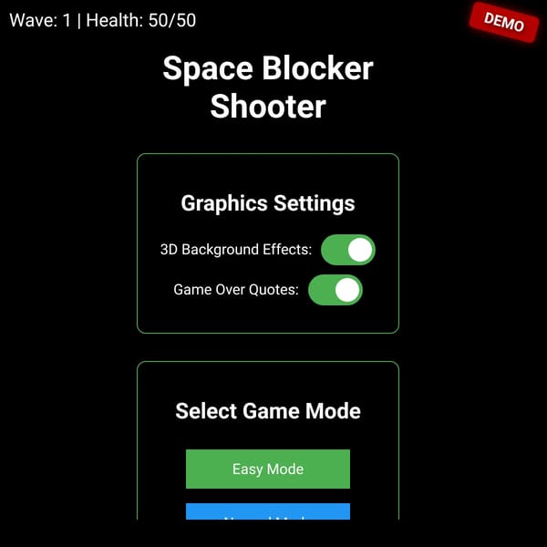 Space Blocker Shooter: Difficulty Selection