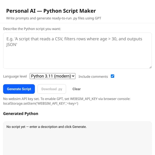 Personal AI — Python Script Maker