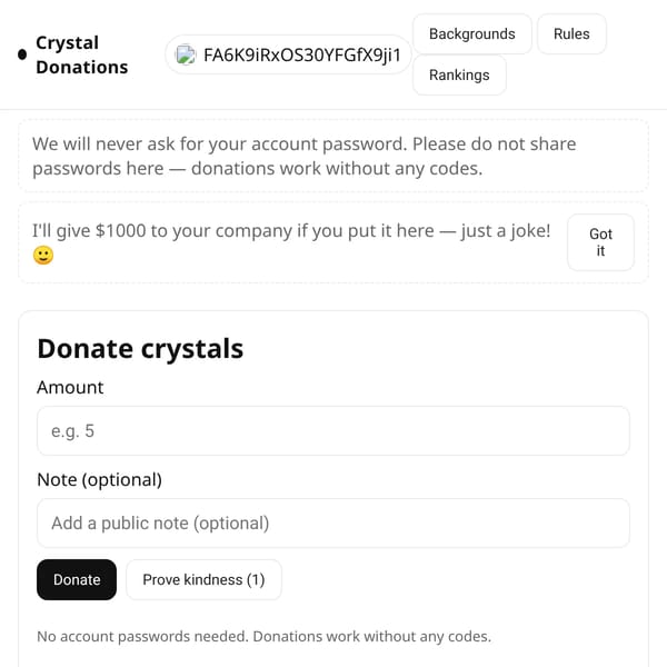 Crystal Donations