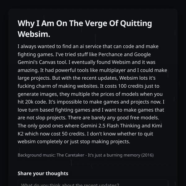 Why I Am On The Verge Of Quitting Websim.