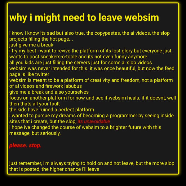why i might need to leave websim