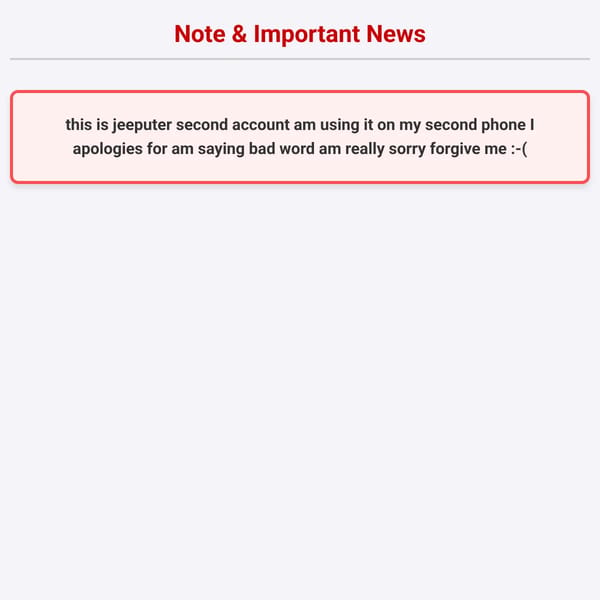 Important Note