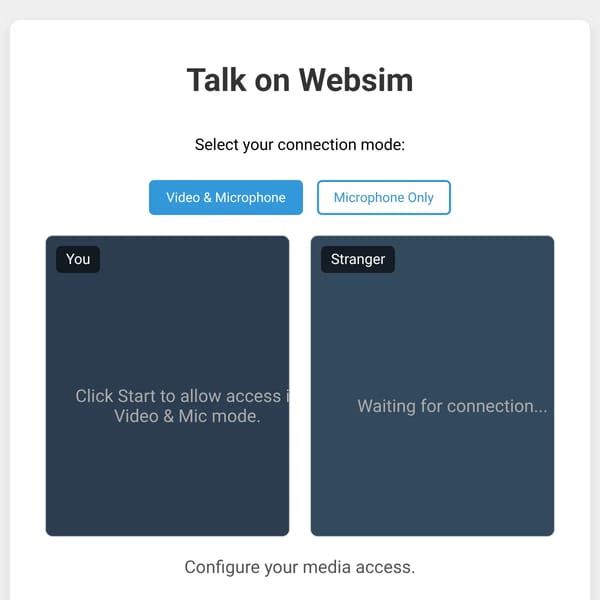 Talk on Websim - Omegle Remake
