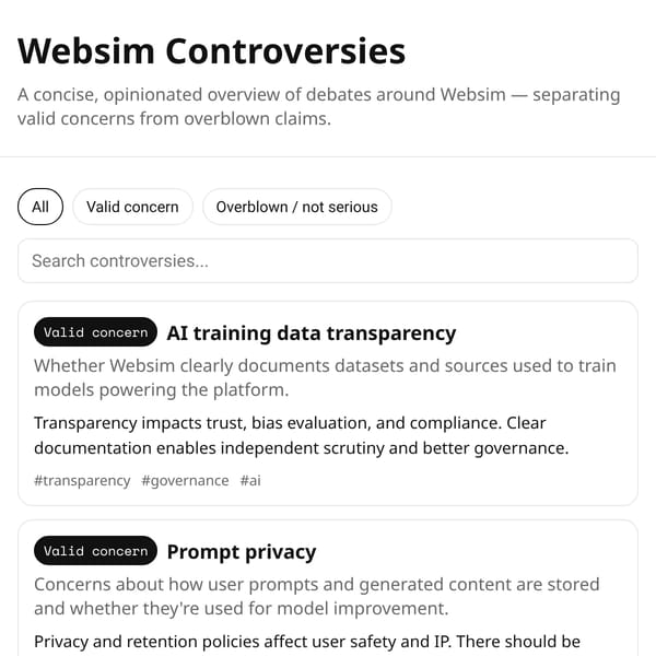 Websim Controversies — What’s valid vs what’s overblown