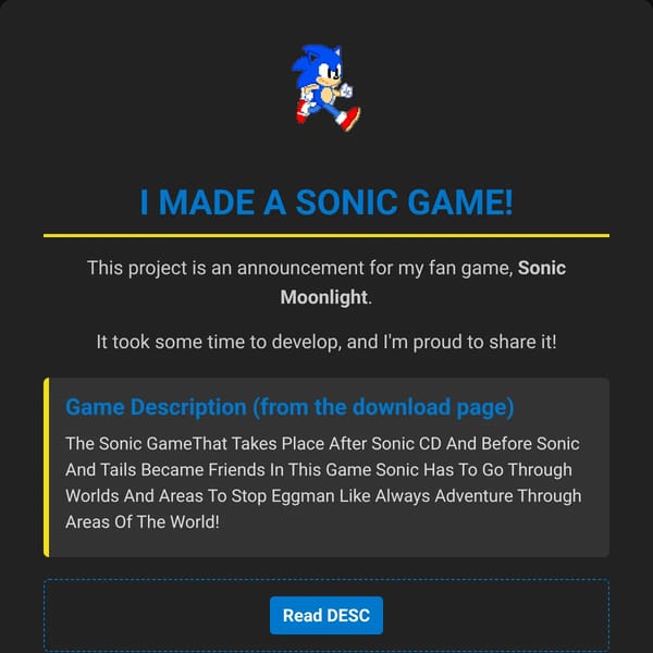 I Made A Sonic Game!