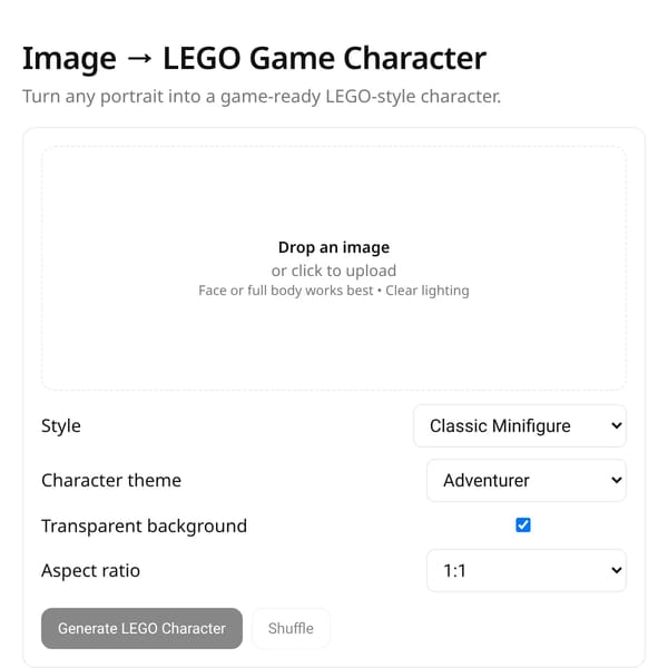 Image → LEGO Game Character