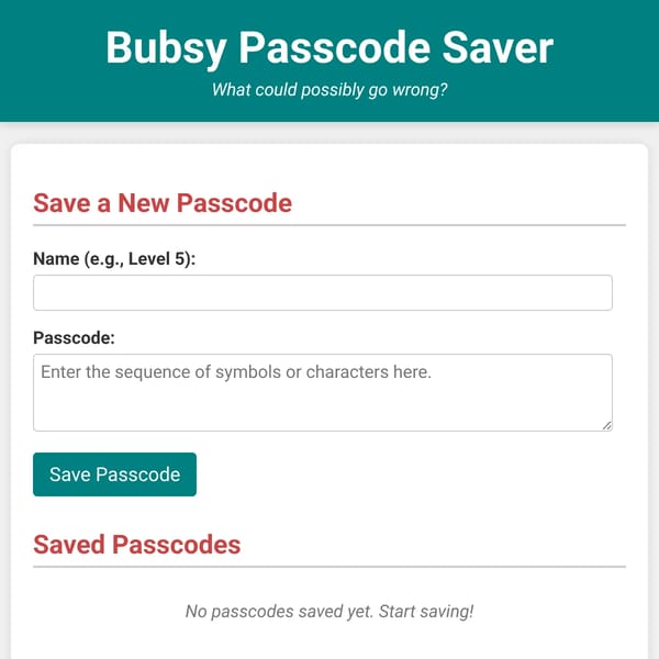 Bubsy Passcode Saver