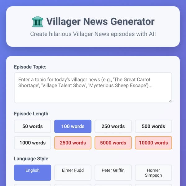 Villager News Episode Generator