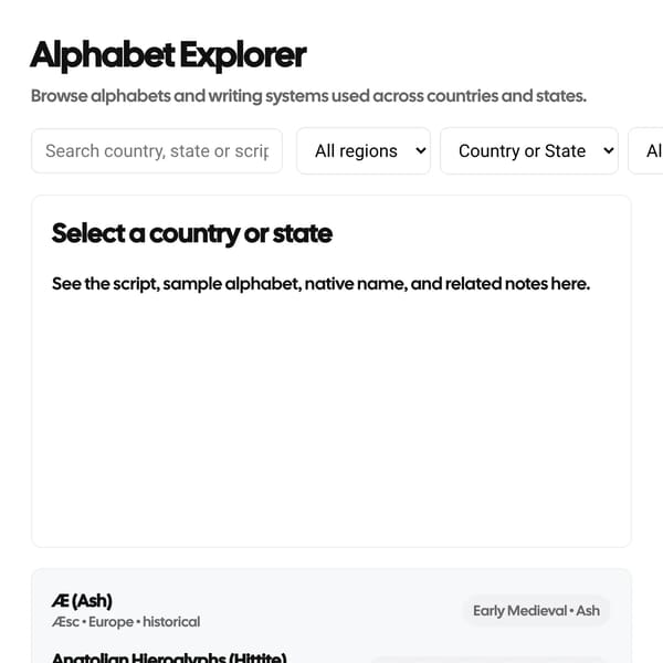 Alphabet Explorer — Countries & States