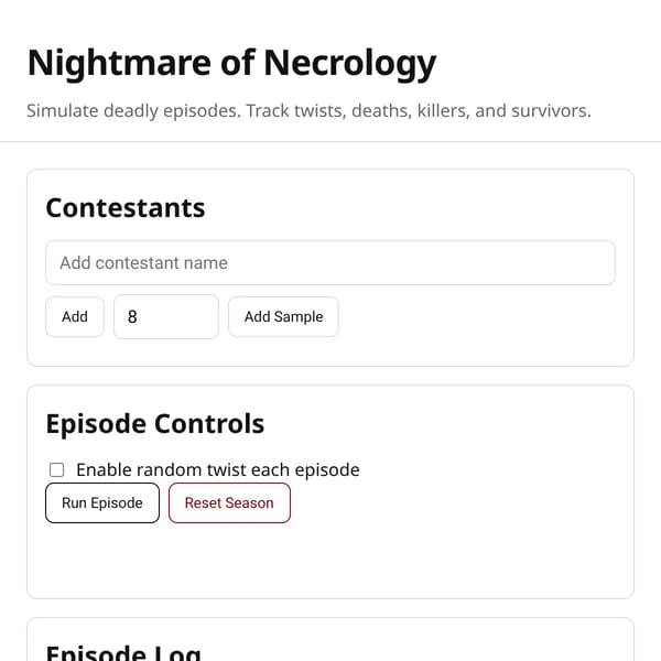 Nightmare of Necrology Simulator