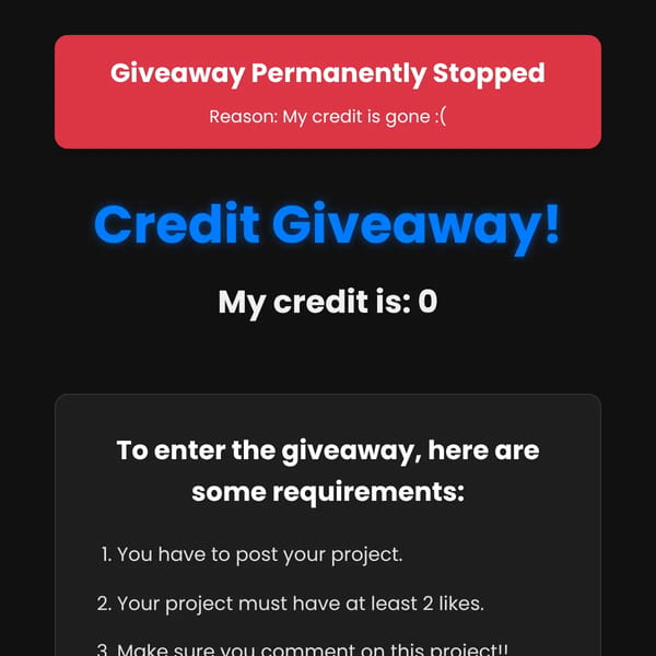 Giveaway Credit!