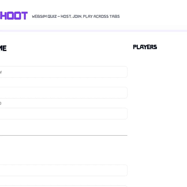 Webhoot — Websim Quiz
