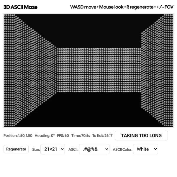 3D ASCII Maze