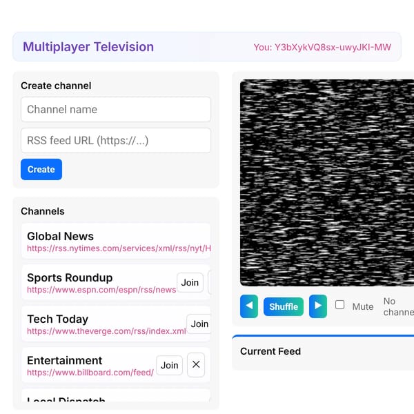 Multiplayer TV — RSS Channels