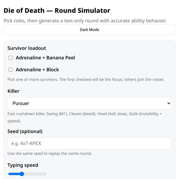 Die of Death Round Generator