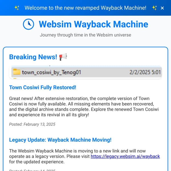 Websim Wayback Machine