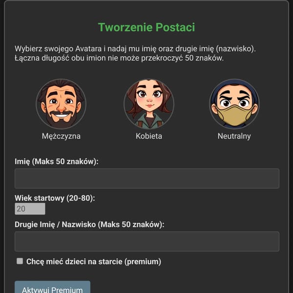 Gra RPG - Tworzenie Postaci
