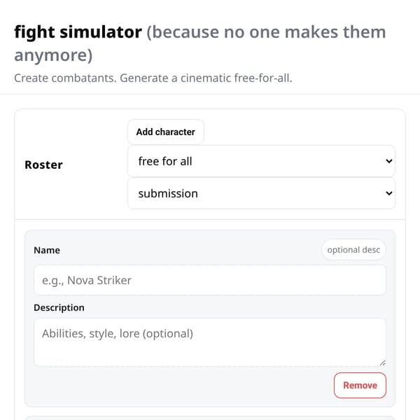 fight simulator (because no one makes them anymore)