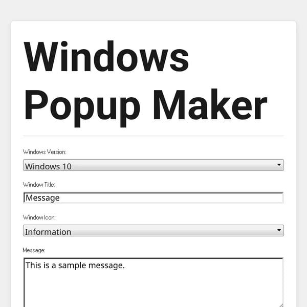 Windows Custom Popup Maker