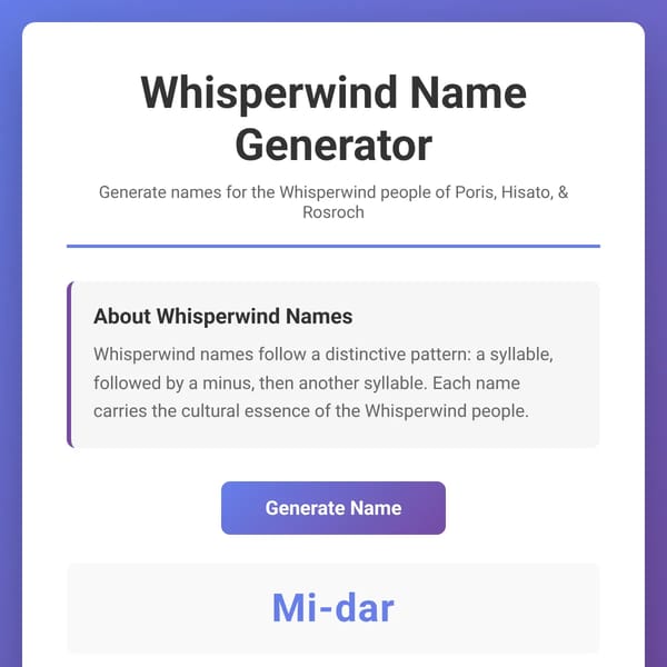 Whisperwind Name Generator