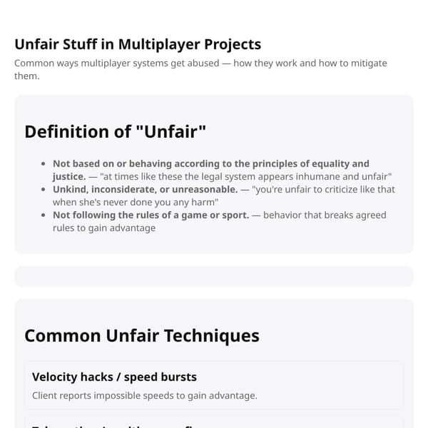 List Of Unfair Stuff In Multiplayer Games