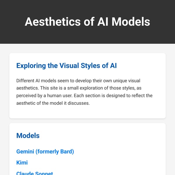 Aesthetics of AI Models