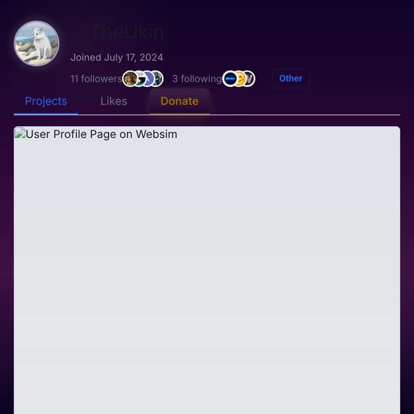 User Profile Page on Websim