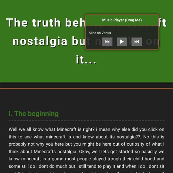 The truth behind Minecraft nostalgia but my take on it