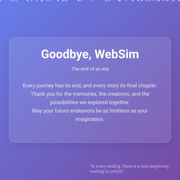 Farewell, WebSim