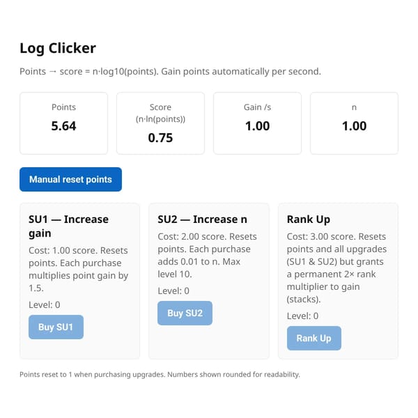 Log Clicker — upgrades demo