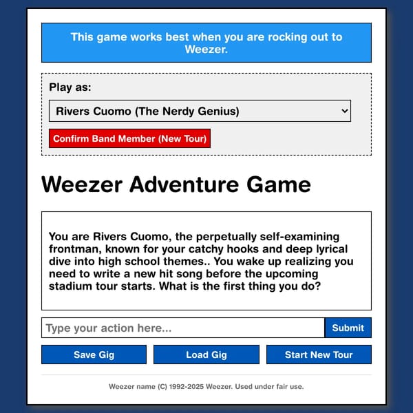 Weezer Adventure Game